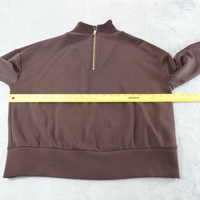 Varley Hawley Half Zip Sweat Womens S Brown Double Soft Shirt Loungewear Travel gallery