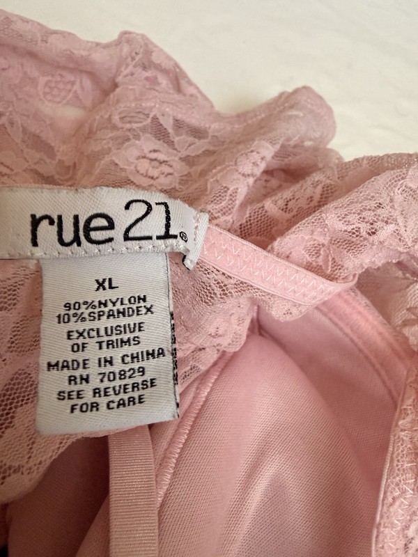 rue21 Pink Floral Lace Longline Underwire Bra, Adjustable Straps, XL gallery