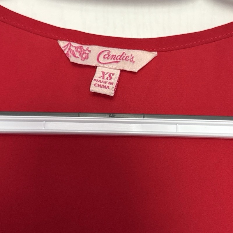 Candie's Women's Red Sheer V-Neck Sleeveless Pullover Tank Top Regular XS gallery
