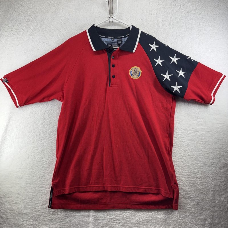Stars & Stripes American Legion Performance Polo Mens XL Rock Point Freedom NWOT