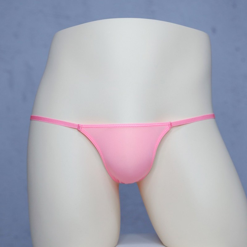 Sexy Mens T-Back G-string Thong Bikini Underwear Sheer Pouch Ice Silk Thongs gallery