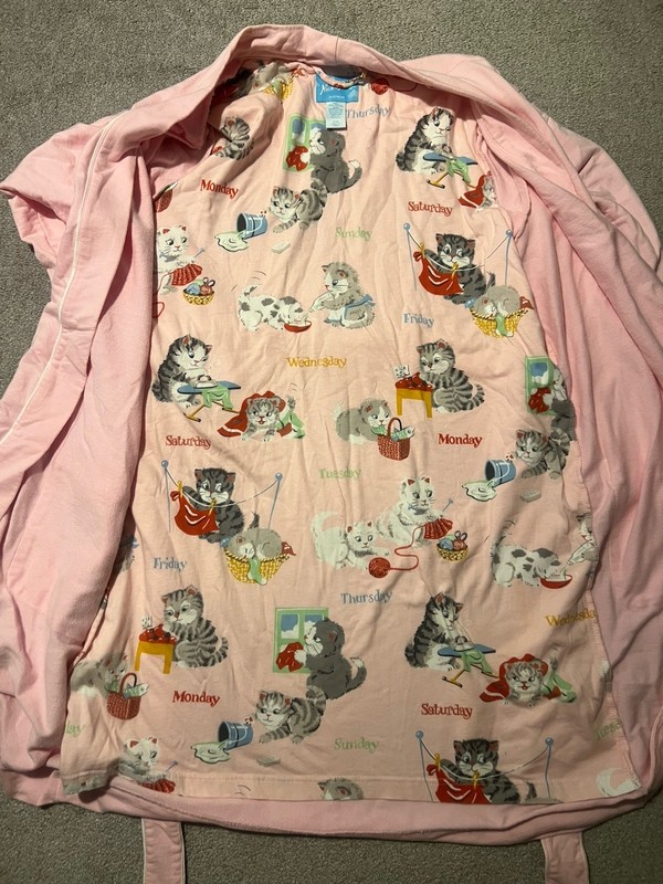 Nick & Nora Days of the Week Cat Robe - 100% Cotton Size S/M gallery