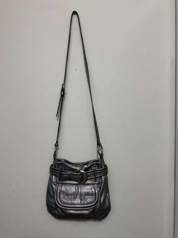 B. Makowsky gunmetal/metallic/silver Genuine Leather Crossbody Bag