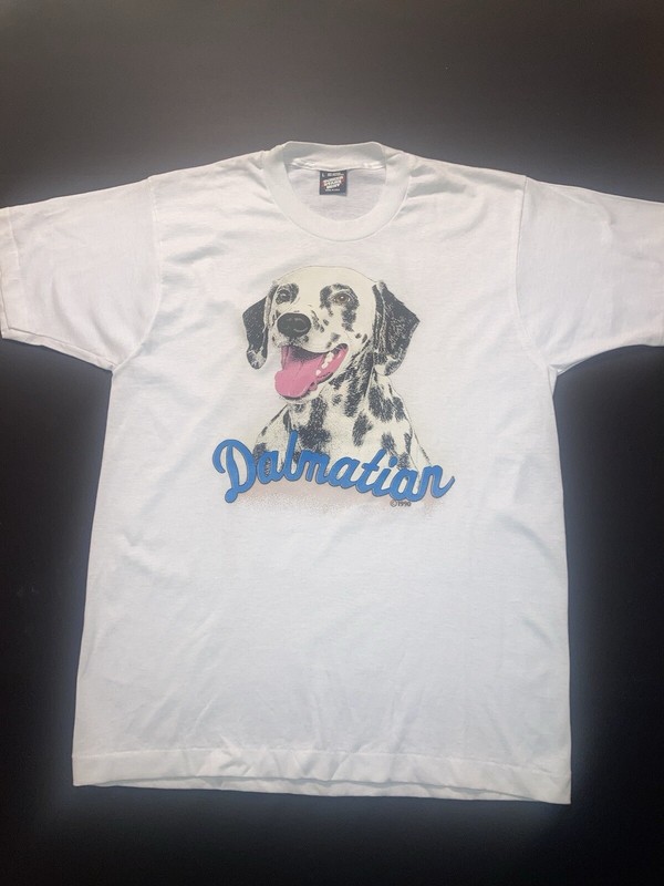 Vintage NOS Dalmatian Large White Single Stitch Screen Stars Best. USA. gallery