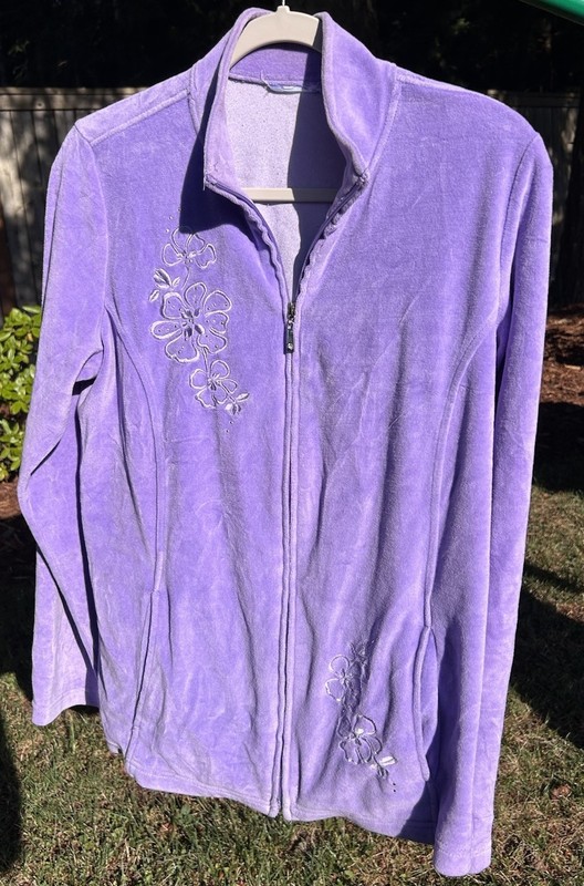 Blair Purple Velour 2-Piece Tracksuit Zip Jacket & Pants Pockets S/M gallery