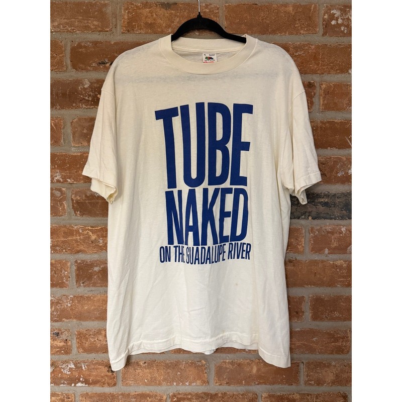 Vintage Tube Naked On The Guadalupe River T Shirt XL USA Made 90s Graphic Tee