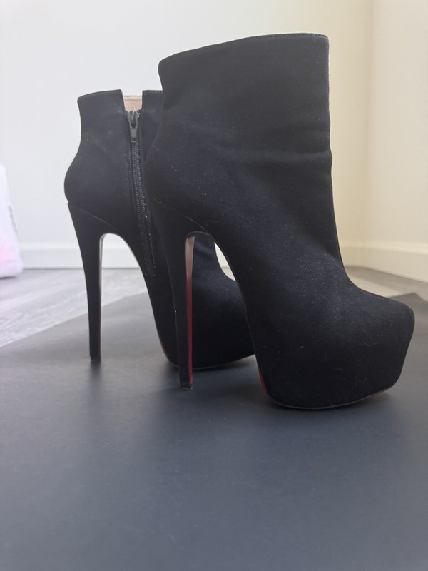 Christian Louboutin Daf Booty 160 Black Suede Platform Ankle Boot
