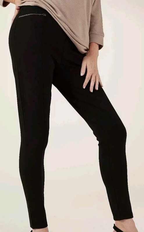 Brenda Edwards Zip Pocket Ponte Leggings Pull-On Trousers, Black, Size 14