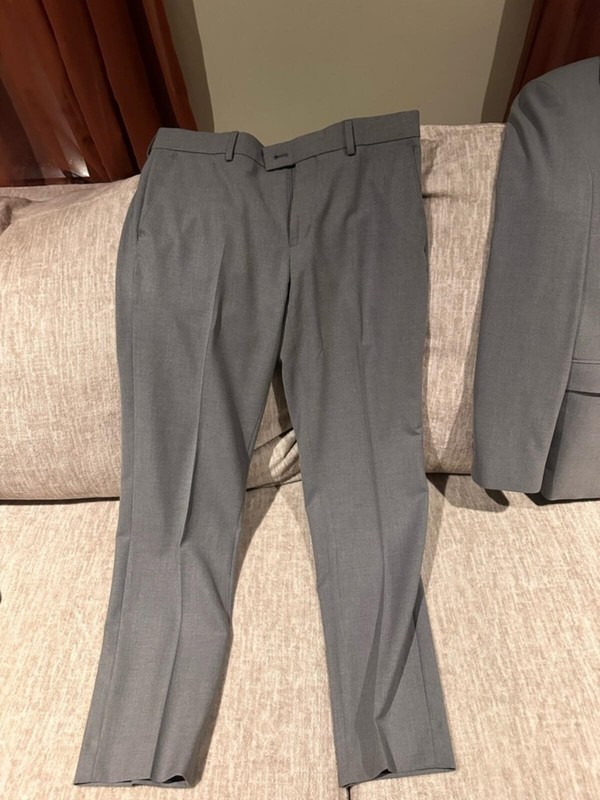 Light Gray Men's 2 Button Suit. Size 40 jacket. Size 34/30 gallery