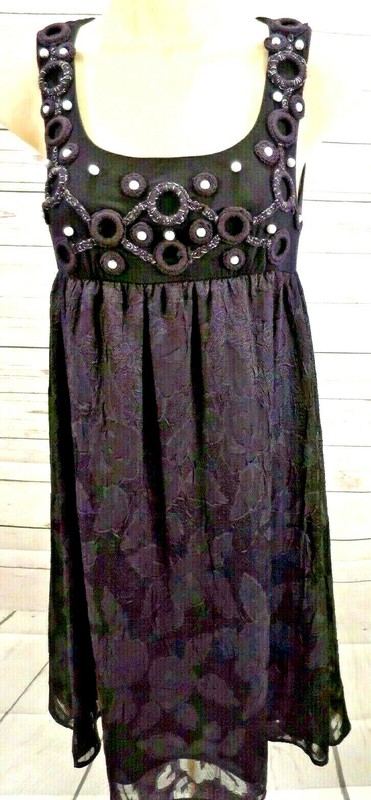 Miss Me Collection Dress Size S Sleeveless Embellished Black Empire Waist Lined