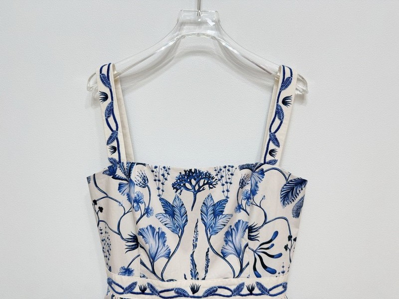 Self Portrait blue Printed fabric Strapless dress A-line skirt gallery