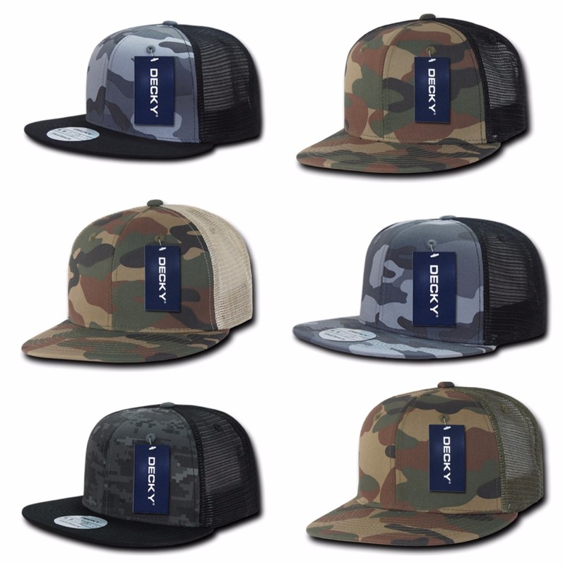 Mens Mesh Trucker Baseball Cap Snap back Camo Army Hiking Gym High Crown Hat