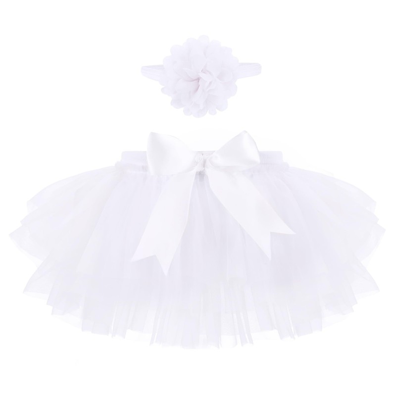 Baby Girls Tutu Skirt with Diaper Cover,Soft Tulle Skirt Infant Shorts with H…