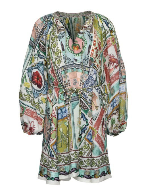 ALEMAIS Tommasina Mini Dress US 6 AU 10 NWT Patchwork Print Belted Ramie $490 🌿 gallery