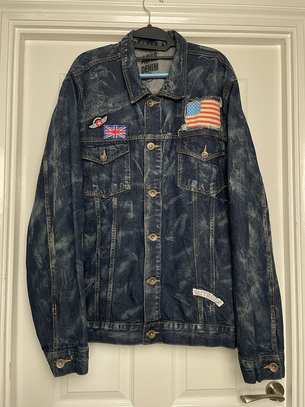 Agile Denim Jean Jacket Men’s 2XL Distressed Button Up BNWT USA Fathers Day