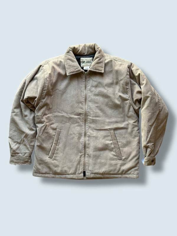 Haband Vintage Jacket Men M Oat Tan Khaki Beige Corduroy Quilted Lined Style