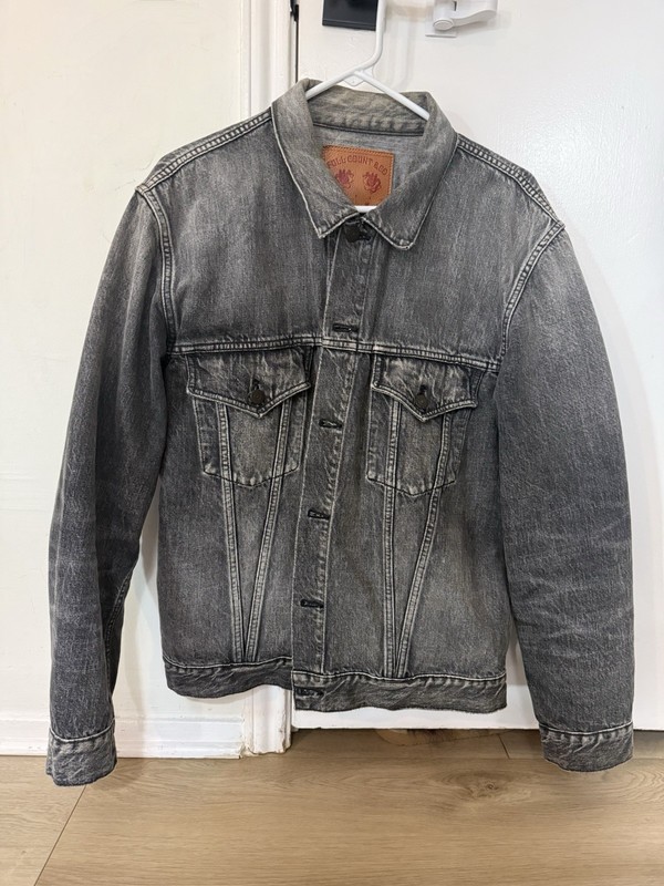 Fullcount black Type 3 denim jacket in their Dartford wash, size 44