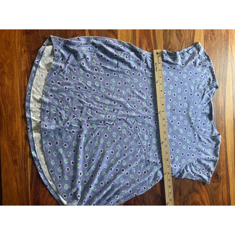 Gudrun Sjoden Blue Floral Organic Cotton Modal Short Sleeve Tee Womens Medium gallery