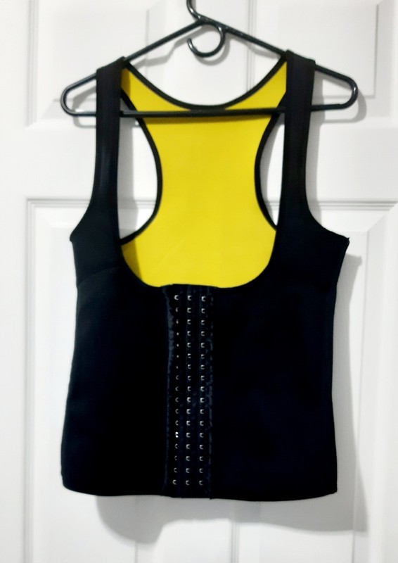 Black Yellow Neoprene Polyester Waist Trainer Tank Top Shapewear Slimming M