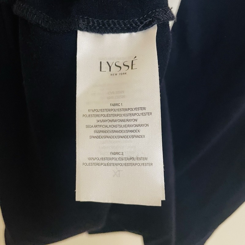 Lysse Navy White V-neck Contrast Panel Short Sleeve Tunic Blouse Size XL gallery