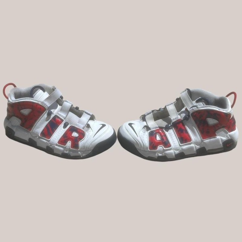 Nike Air More Uptempo white red trainers. Size US 12