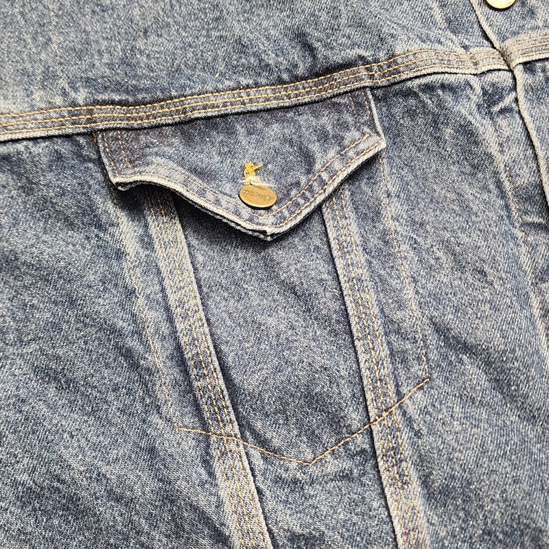 Vtg 90s Carhartt J12 DST Denim Trucker Jacket Mens 2XL Tall Made in USA 1999 2XL gallery