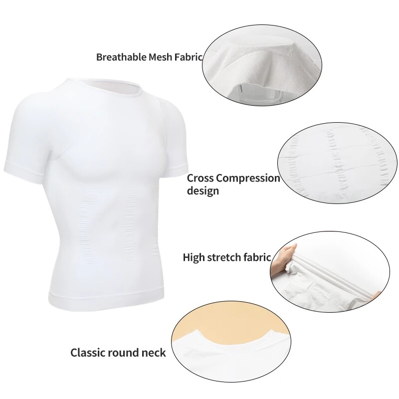 Men's Compression Slimming Body Shaper Gynecomastia Shirt Posture Corrector Vest gallery