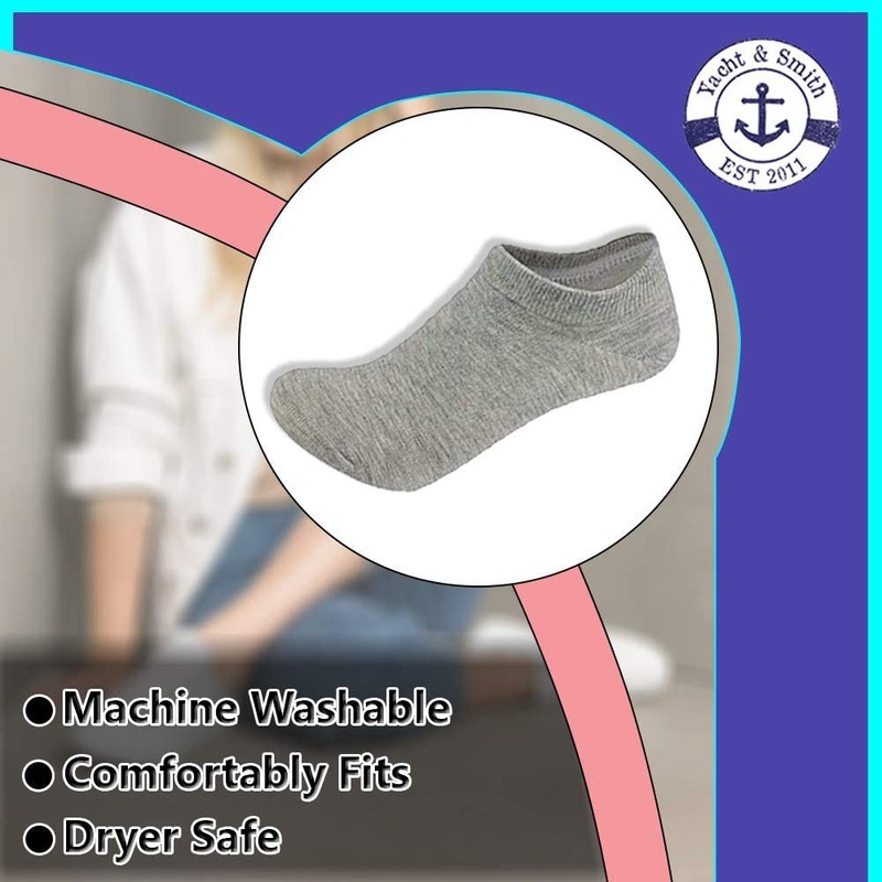 240 PK of Yacht & Smith Women's No-Show Ankle Socks 9-11 Gray - Ankle Sock gallery