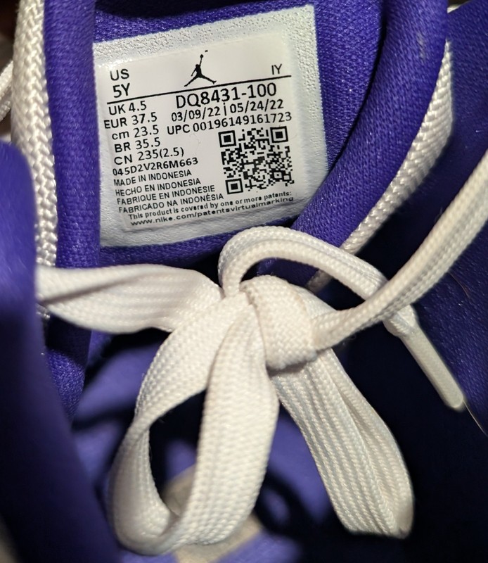 Jordan Air Jordan 11 Mid Top Leather Sneakers 5Y White/Black/Purple DQ8431-100 gallery
