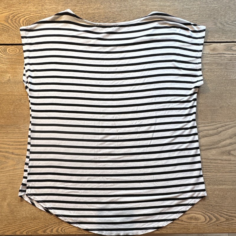 Green Envelope Black/White Striped Scoop Neck Sleeveless Top, Women's M gallery