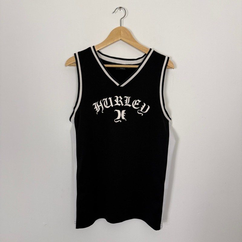 Vintage Y2K Hurley Skate Surf Jersey Shirt Black Large Streetwear Skateboarding