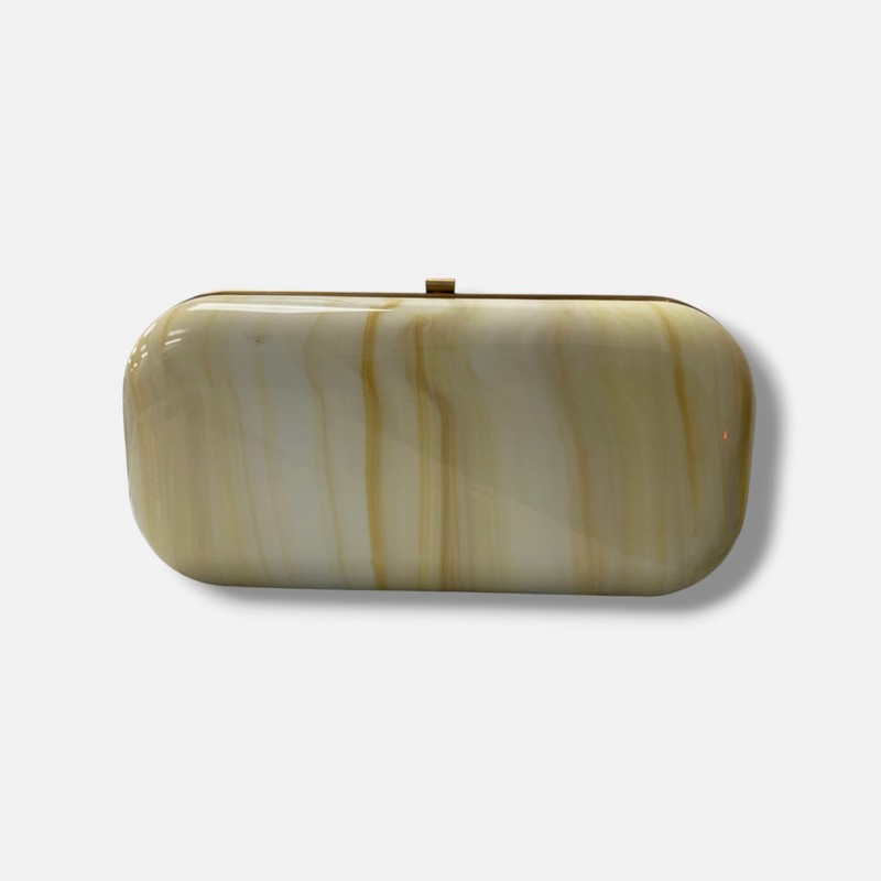 Cult Gaia Women’s Ivory Marble Small Hard Shell Magnetic-Snap Yasmin Clutch Bag