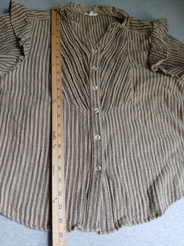 Easel Top Large Cotton Gauze Ruffle Stripe Peasant Bohemian Cottage Boho gallery