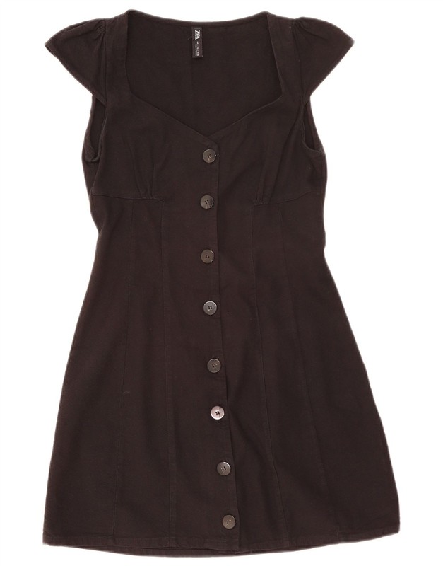 Zara Womens Shirt Dress UK 8 Small Black Cotton AQ15