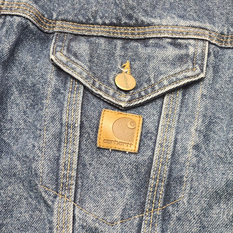 Vtg 90s Carhartt J12 DST Denim Trucker Jacket Mens 2XL Tall Made in USA 1999 2XL gallery