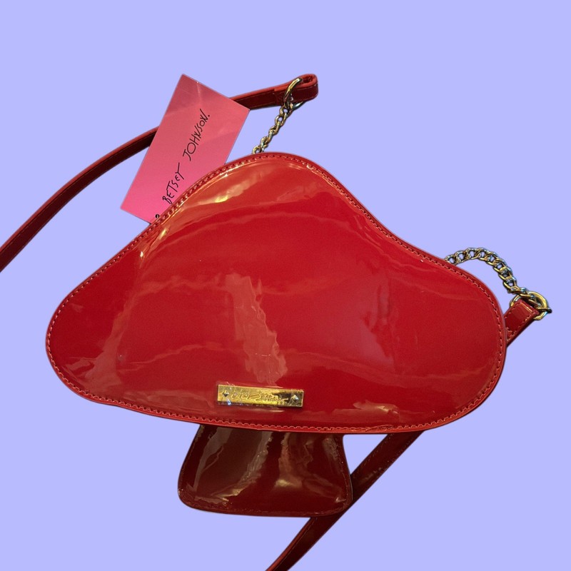 BETSEY JOHNSON Mushroom and Hearts Kitsch Crossbody Bag Red NWT gallery