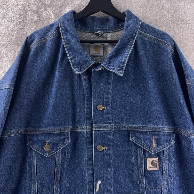 Carhartt J12 DST Denim Trucker Jacket Mens Size 2XL Blue Wash Workwear gallery
