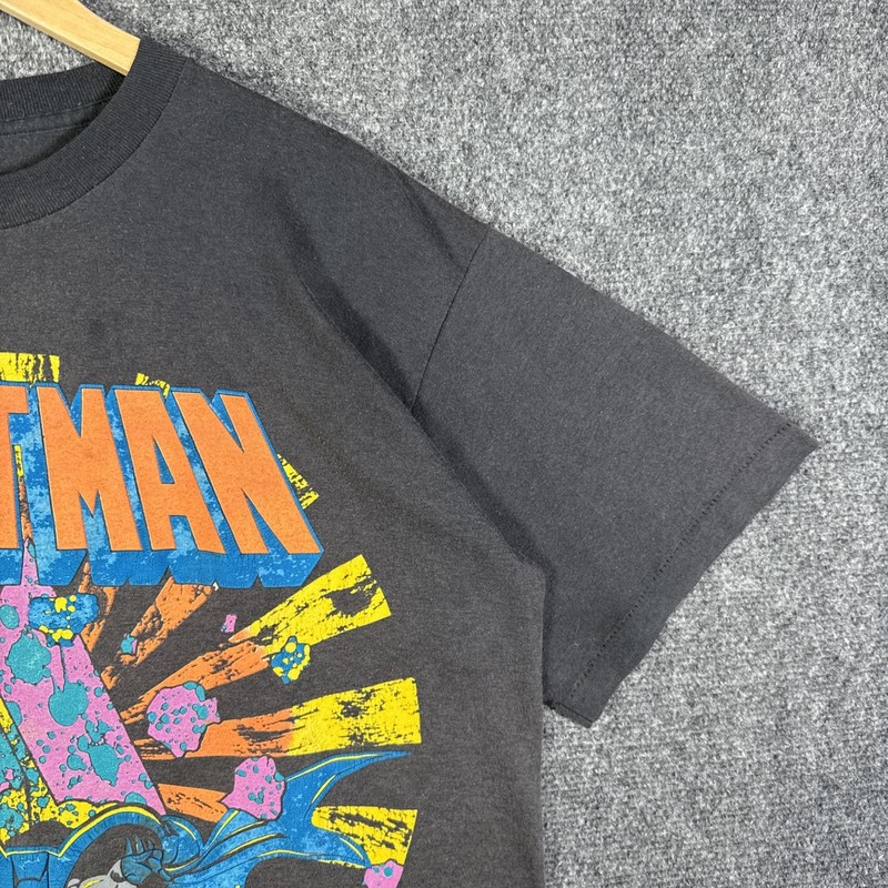 Vintage Batman Shirt Mens XL Black 80s DC Comics 1988 Cartoon Faded Neon AOP gallery