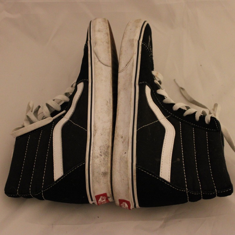 Vans Skate Sk8-Hi Men's Size 10 Black Suede White Shoes gallery