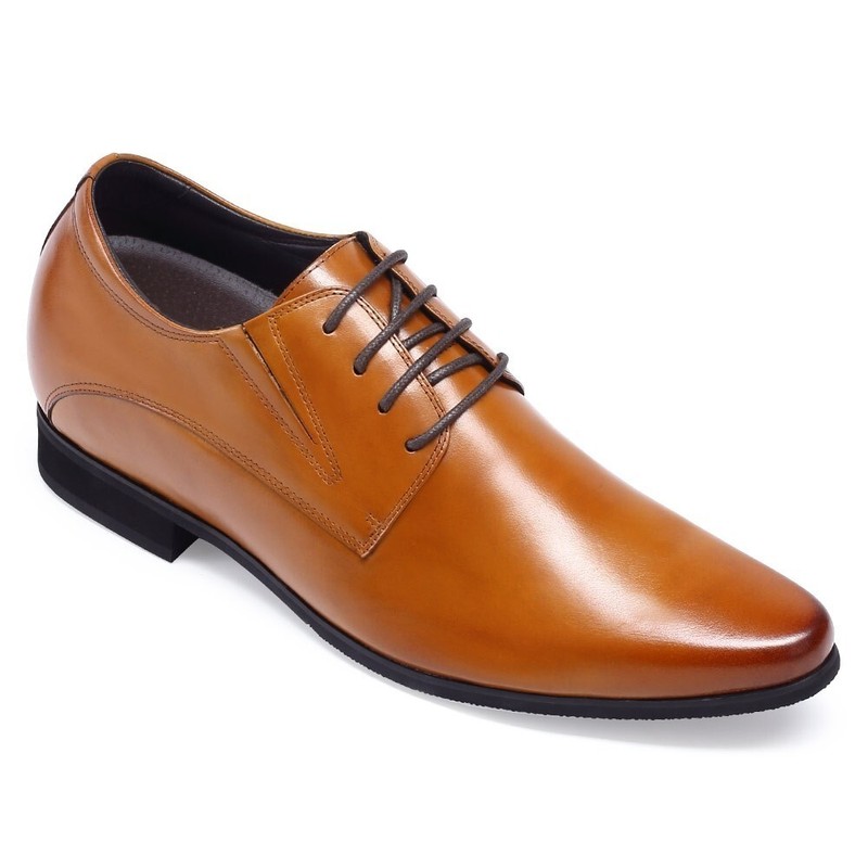 US7 CHAMARIPA 8CM/3.15″ ELEVATOR BROWN dress shoes men HEIGHT INCREASE OXFORD