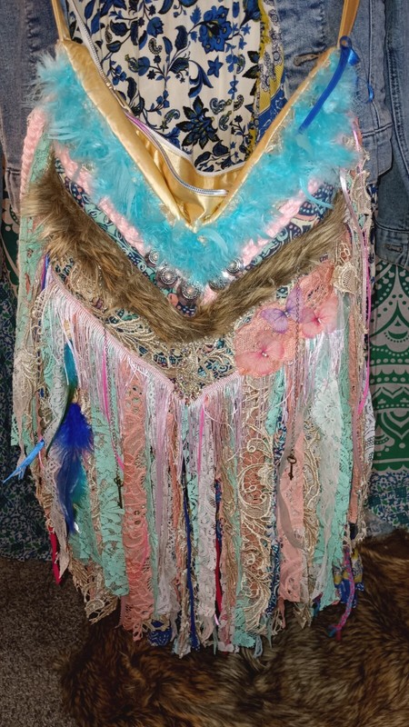 Boho Shabby Chic Hippie Crossbody Purse With Lace Fringe And 🦋 Butterfly’s.