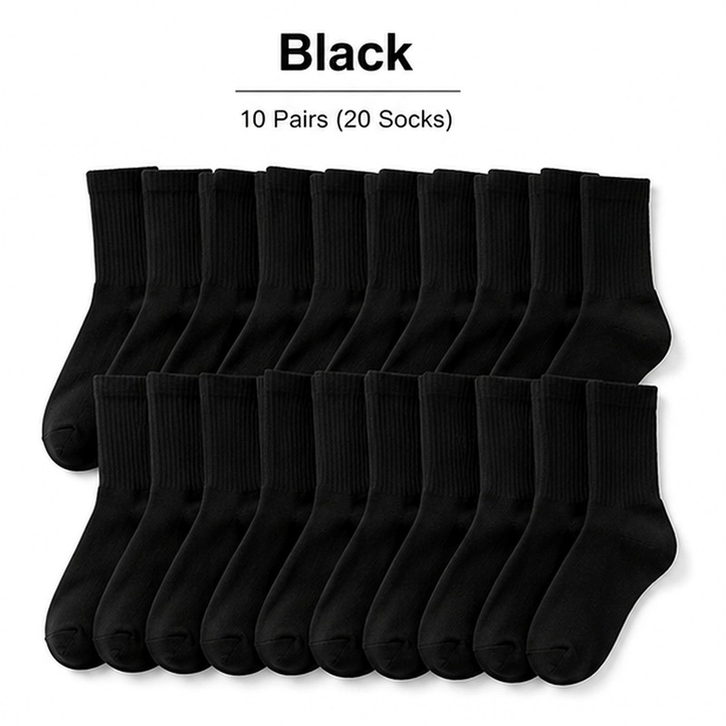 Women High Rib Crew Socks 10 Pairs Cotton Cushioned Odor Free Athletic Casual gallery