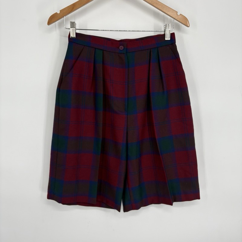Vintage Kerry Hope London Womens Tartan Wool Shorts 8 Dark Academia Preppy Plaid