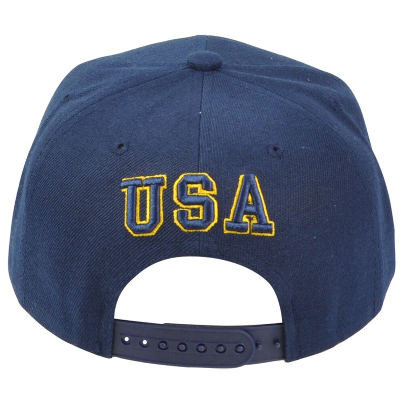 United States USA Flag Patch Navy Blue Adjustable American Flat Bill Hat Cap gallery