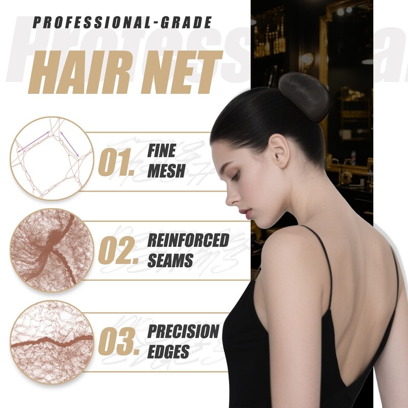 Hair Net 100 PCS 22 Inches Elastic Mesh Food Service Ballet Bun Brown gallery