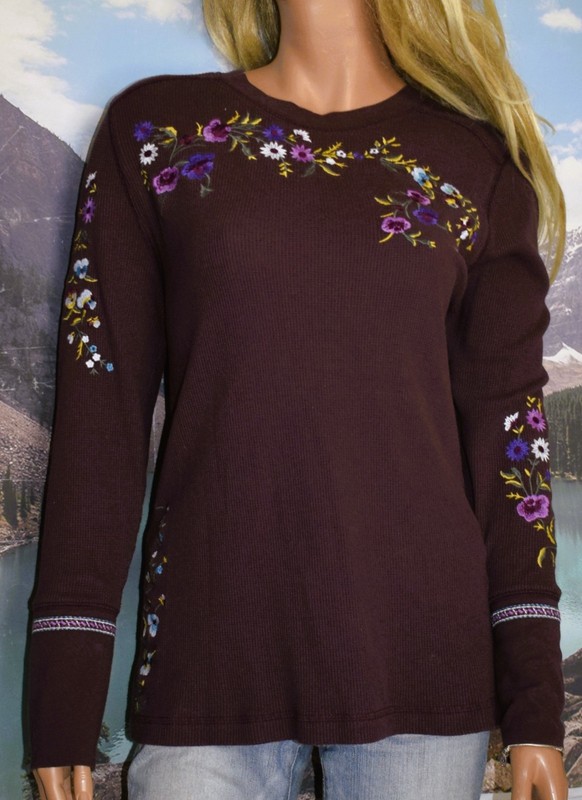 NWOT SUNDANCE CATALOG Frosty Fields Embroidered Top Petite Large gallery