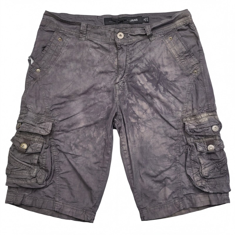 Men’s XRAY JEANS Size 36 Grey Over-Dyed Tie-Dye Cotton Distressed Cargo Short