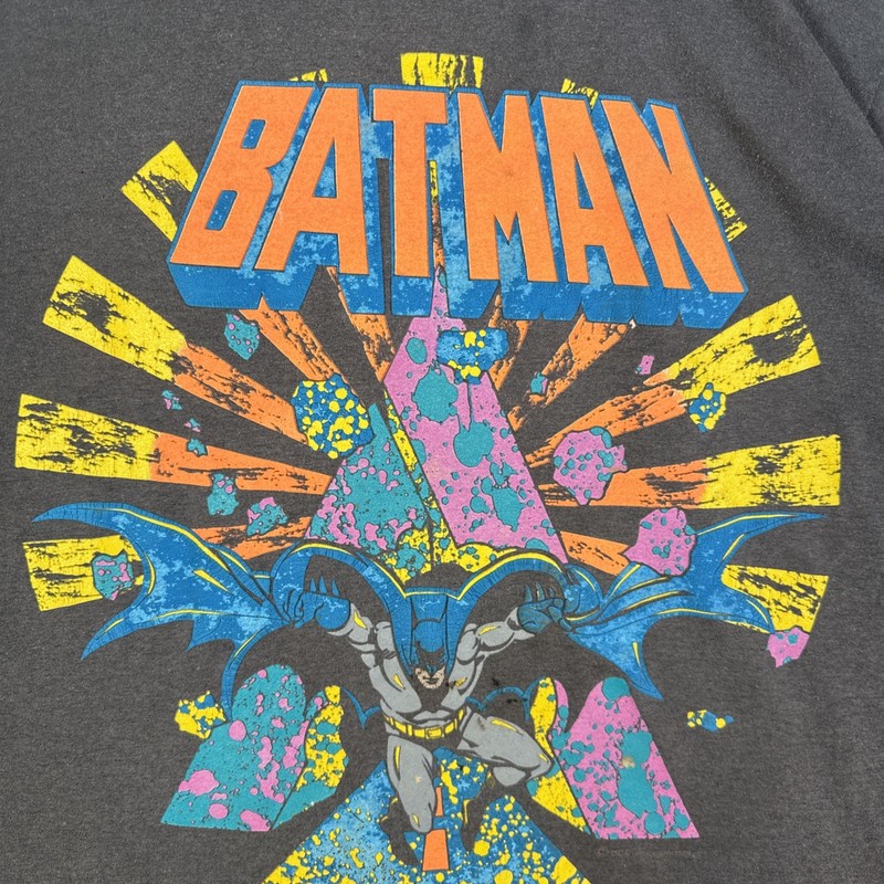 Vintage Batman Shirt Mens XL Black 80s DC Comics 1988 Cartoon Faded Neon AOP gallery