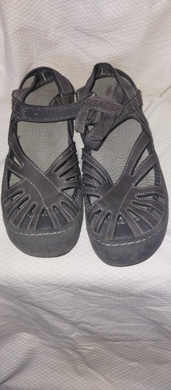 JSport Jambu Strappy Gray Casual Sandals Womens 9M Poppy Hook & Loop, Traction