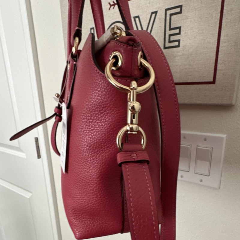Coach Pebbled Pink Satchel Top Handle Bag Logo Tag Zipper Gold Hardware Women gallery